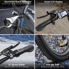 Load image into Gallery viewer, Electric Bike for Adults, Peak 1000W Ebike, 50Miles 21.7MPH Adult Electric Bicycles, 26&quot; Electric Mountain Bike 48V 374.4WH Battery
