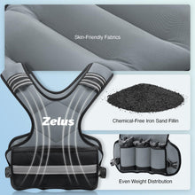 Load image into Gallery viewer, ZELUS Weighted Vest for Men and Women, Adjustable Body Weight Vest Exercise Set for Workouts, 4-10lb/11-20lb/20-32lb with 6 Ironsand Weights for Cardio Strength Training Walking Jogging, 11-20lb. Gray
