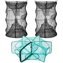 Load image into Gallery viewer, Woanger 3 Pcs Minnow Trap, Include 2 Fishing Bait Trap 1 Cylindrical Hexagon Crab Crawfish Trap, Lobster Shrimp Collapsible Cast Nets Portable Folded Fishing Accessories,12x21.65 Inches
