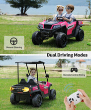 Load image into Gallery viewer, 24V Ride on Toy for Big Kid,Ride on Car 2 Seater w/Sun Shade,Dump Bed &amp; Shovel,4.5MPH,4WD Electric Car, Pink
