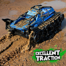 Load image into Gallery viewer, Amphibious Remote Control Car, Waterproof Shark Monster Truck, 360° Rotating Tank, Full Throttle, Blue
