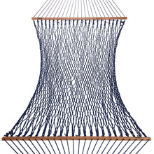 Load image into Gallery viewer, Hatteras Hammocks Deluxe Navy Duracord Rope Hammock with Free Extension Chains &amp; Tree Hooks, Handcrafted in The USA, 450 LB Weight Capacity, 13 ft. x 60 in

