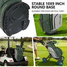 Load image into Gallery viewer, wosofe 14-Way Golf Cart Bag, Waterproof PU Leather, Green/Grey Vintage

