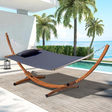 Load image into Gallery viewer, Lazy Daze Double Quilted Hammock with 13 ft Curved Steel Wood Grain Stand

