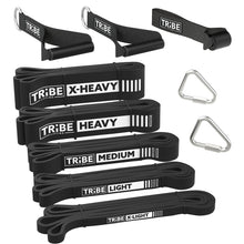 Load image into Gallery viewer, Tribe Lifting Resistance Bands for Working Out Men and Women - Set of 5 Pull Up Bands for Strength Training, Exercise Bands with Handles, Door Anchor and Bar Options for Home Gym
