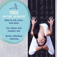 Load image into Gallery viewer, NewMe Fitness Yoga Mat for Women and Men - Large, 5mm Thick, 68 Inch Long, Non Slip Exercise Mats w/ 70 Printed Yoga Poses for Pilates, Workout and Stretching - Home and Gym Essentials - Purple
