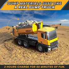 Load image into Gallery viewer, Top Race Remote Control Dump Truck Toy - 1:14 Scale Heavy-Duty Construction Vehicle with 7 lb Load Capacity,
