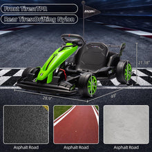 Load image into Gallery viewer, 24V Kids Ride on Go Kart, 7.5mph Variable High Speed Drifting Car, 7ah Battery 200W*2 Motors,Length Ajustable Max Load 135lbs, Green
