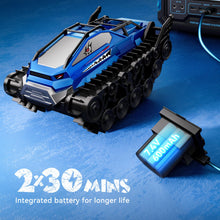 Load image into Gallery viewer, Amphibious Remote Control Car, Waterproof Shark Monster Truck, 360° Rotating Tank, Full Throttle, Blue
