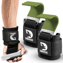 Load image into Gallery viewer, DMoose Fitness Weight Lifting Hooks (Pair) for Deadlifts (Green)
