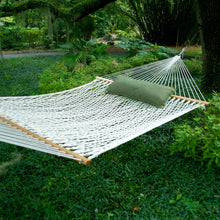 Load image into Gallery viewer, Original Pawleys Island Deluxe White DuraCord Rope Hammock – 13 ft. x 60 in., 2-Person, 450 lb Capacity, Oak Spreader Bar, Zinc-Plated Hardware, Handcrafted in the USA
