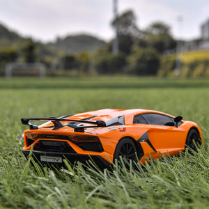 Remote Control Car Licensed RC Car, 1:24 Lambo Toy Car for Kids, Lambo SVJ Remote Control Model Car Electric (Orange)