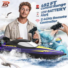 Load image into Gallery viewer, Remote Control Boat - 32+ KPH Fast RC Jet Boat with 9 Light Modes for Pools, Lakes &amp; Saltwater, 17&quot; Large RC Boats for Adults, Teens, Kids, Summer
