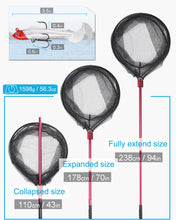 Load image into Gallery viewer, Facikono Large Rubber Fishing Net Heavy Duty Extra Large Landing Net for Saltwater Aluminum Fishing Net Telescoping Handle with 6pcs Soft Jig Swimbait, Extends to 72-94in
