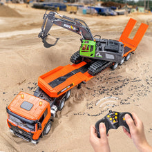 Load image into Gallery viewer, 1/24 Remote Control Semi Truck Toys, 9 Channel RC Semi Truck with Trailer, Construction Vehicle Toy with Sound and Light
