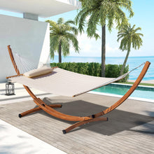 Load image into Gallery viewer, Lazy Daze Double Quilted Hammock with 13 ft Curved Steel Wood Grain Stand
