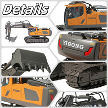 Load image into Gallery viewer, RC Excavator with Lights and Sound, 11-Channel Remote Control Heavy Equipment Toy Construction Vehicles Toys
