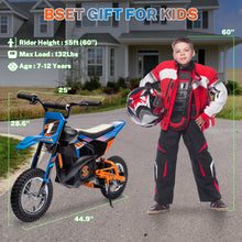 Load image into Gallery viewer, 24V Electric Dirt Bike, Boys &amp; Girls Ride on Electric Motocross Off-Road Bike w/Twist Grip Throttle, 250W Chain-Driven Motor (Blue)
