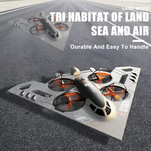 Load image into Gallery viewer, Virellia 3-in-1 RC Drone for Land Sea Air, H20 Remote Control Bomber RC Airplane with Cool Lights, 360° Flip, 3 Driving Mode and Collision Protection, Foam RC Drone Toy Gift for Boy Girl, Silver
