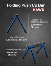 Load image into Gallery viewer, WITHGEAR Folding Push Up Bar Hawk Blue | Portable Outdoor Bar &amp; Home Workout Equipment | Duralumin Metal Dip Bar &amp; Pushup Handles | Dip Bars for Strength Training | Lightweight Metal Bar
