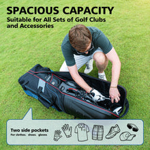 Load image into Gallery viewer, Golf Travel Bags for Airlines with Wheels, Hard Case Top and 1680D Heavy Duty Oxford Protect Golf Clubs, Lightweight and Easy to Maneuver, Black, Red and Blue
