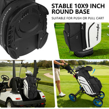 Load image into Gallery viewer, wosofe 14-Way Golf Cart Bag, Waterproof PU Leather, Black/White Sporty
