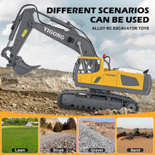 Load image into Gallery viewer, Remote Control Excavator Toy, Rechargeable 11 Channel 2.4Ghz RC Construction Vehicles with Metal Shovel for Kids, 680° Rotation
