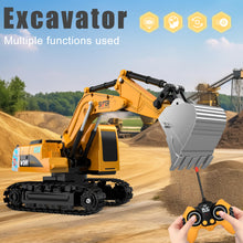 Load image into Gallery viewer, Kids Play Excavators 6-Year-Old-Boy-Gifts - 1:22 RC Hydraulic Excavator Digger Construction Vehicle for Kids Christmas Birthday Gift
