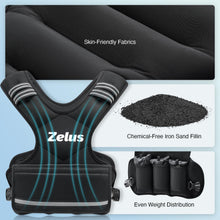 Load image into Gallery viewer, ZELUS Weighted Vest for Men and Women | 4-10lb/11-20lb/20-32lb Vest with 6 Ironsand Weights for Home Workouts | Adjustable Body Weight Vest Exercise Set for Cardio and Strength Training (11-20 lb.)
