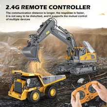 Load image into Gallery viewer, Remote Control Excavator Toy, Rechargeable 11 Channel 2.4Ghz RC Construction Vehicles with Metal Shovel for Kids, 680° Rotation

