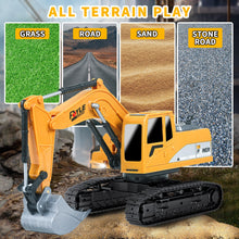 Load image into Gallery viewer, Remote Control Excavator Toys, 1: 24 Engineering Digger Truck for Boys with Metal Shovel Lights Sounds, Turns 680 Degree, 2.4 GHz Construction Toys
