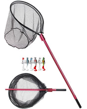 Load image into Gallery viewer, Facikono Large Rubber Fishing Net Heavy Duty Extra Large Landing Net for Saltwater Aluminum Fishing Net Telescoping Handle with 6pcs Soft Jig Swimbait, Extends to 72-94in
