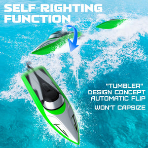 RC Boat - 20+MPH Fast RC Boats for Adults & Kids, 2.4GHz Remote Control Boat for Boys, Radio Controlled Boats with Rechargeable Battery