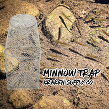 Load image into Gallery viewer, Kraken Supply Co Minnow Trap Small Bait Fish Trap Torpedo Galvanized Steel for Silver Clear Mesh (1 Inch Entry Hole) Bait Traps (2 Pack)
