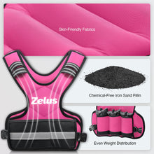 Load image into Gallery viewer, ZELUS Weighted Vest for Men and Women, Adjustable Body Weight Vest Exercise Set for Workouts, 4-10lb/11-20lb/20-32lb with 6 Ironsand Weights for Cardio Strength Training Walking Jogging, 4-10lb. Pink

