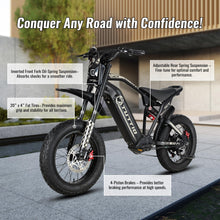 Load image into Gallery viewer, Electric-Motorcycle for Adults-Teens Age 16+, 60V 4000W Peak Moped-Style-Ebike, 43-49MPH, 20&quot; Fat-Tire-Electric-Bike, 1500Wh

