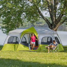 Load image into Gallery viewer, CORE 12 Person Instant Cabin Tent | Large 3 Room Family Pop Up Tent for 2 Minute Camp Setup | Included Storage Pockets for Camping Accessories
