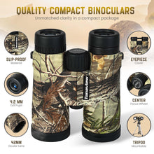 Load image into Gallery viewer, 10X42 Compact Binoculars for Adults - Long Distance, High Powered Binoculars with Travel Case - Extra Bright Light &amp; Large Field of View - Lightweight, Water &amp; Fog Proof, Hunting, Bird Watching
