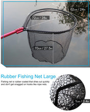 Load image into Gallery viewer, Facikono Large Rubber Fishing Net Heavy Duty Extra Large Landing Net for Saltwater Aluminum Fishing Net Telescoping Handle with 6pcs Soft Jig Swimbait, Extends to 72-94in
