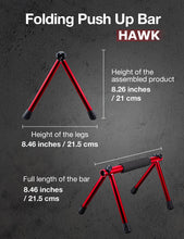 Load image into Gallery viewer, WITHGEAR Folding Push Up Bar Hawk Red | Portable Outdoor Bar &amp; Home Workout Equipment | Duralumin Metal Dip Bar &amp; Pushup Handles | Dip Bars for Strength Training | Lightweight Metal Bar
