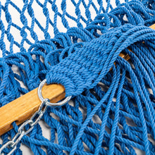 Load image into Gallery viewer, Original Pawleys Island Large Coatal Blue DuraCord Rope Hammock – 13 ft. x 55 in., 2-Person, 450 lb Capacity, Oak Spreader Bar, Zinc-Plated Hardware, Handcrafted in the USA
