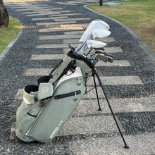 Load image into Gallery viewer, T WINSOLOGY Lightweight Golf Stand Bag with 4 Way Top Dividers for Men and Women, Only 4.2 Pounds, 8 Storage Pockets Including Cooler, Double Shoulder Straps, Womens Golf Club Bag (Sage Grey/Cream)
