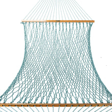 Load image into Gallery viewer, Original Pawleys Island Large Teal DuraCord Rope Hammock – 13 ft. x 55 in., 2-Person, 450 lb Capacity, Oak Spreader Bar, Zinc-Plated Hardware, Handcrafted in the USA

