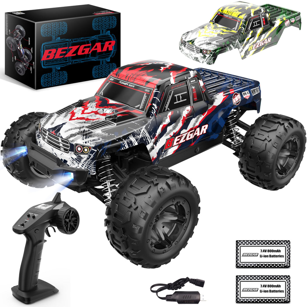 Hobby Grade 1:16 Scale Remote Control Truck, 4WD High Speed 40+ Kmh All Terrains Electric Toy Off Road RC Vehicle Car Crawler