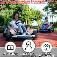 Load image into Gallery viewer, sopbost 24V 10Ah Electric Go Kart with Drifting Function for Big Kids Age 6+, 2WD Ride On Car - White
