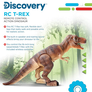Remote Control RC T Rex Dinosaur Electronic Toy Action Figure Moving & Walking Robot w/Roaring Sounds & Chomping Mouth
