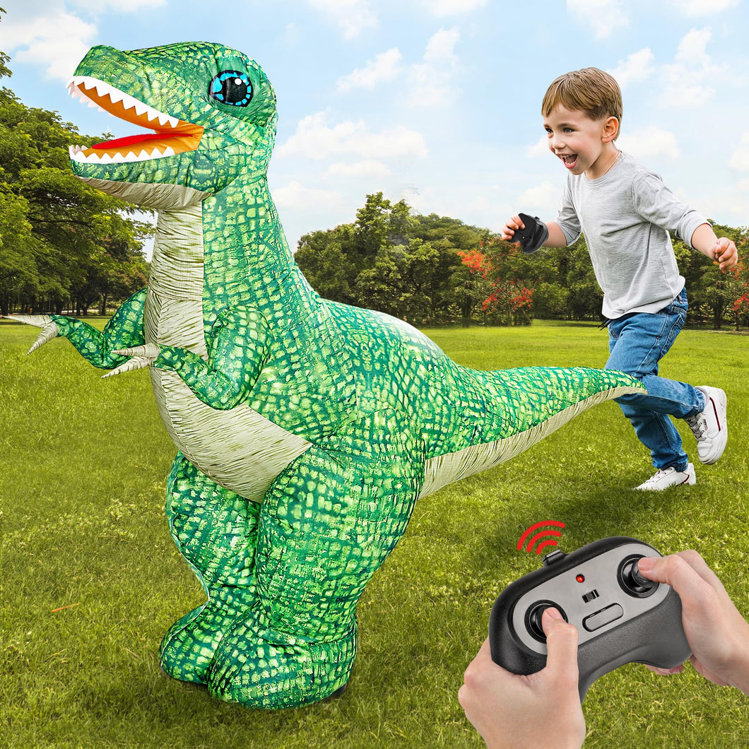 2.4GHZ Remote Control Inflatable Dinosaur Toy for Kids, Electric Toy Dinosaur with 360°Rotation,Forward & Backward, Rechargeable