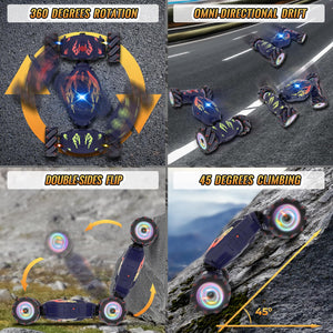 RC Cars, Gesture Sensing RC Stunt Car Toys for Boys Girls 6-12, 2.4Ghz 4WD Remote Stunt Car with Spray Lights Music 360° Rotate Fast