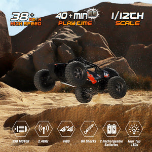 Remote Control Car,1:12 Scale 4x4 RC Cars Protector 38+ KM/H Speed, 2.4G All-Terrain Off-Road Truck Toy Gifts