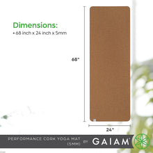 Load image into Gallery viewer, Gaiam Cork Yoga Exercise Mat | Natural Sustainable Cork Resists Sweat and Odors | Non-Slip TPE Backing Prevents Slipping| Great for Hot Yoga, Pilates, Fitness Working Out (68" x 24"x 5mm Thick)
